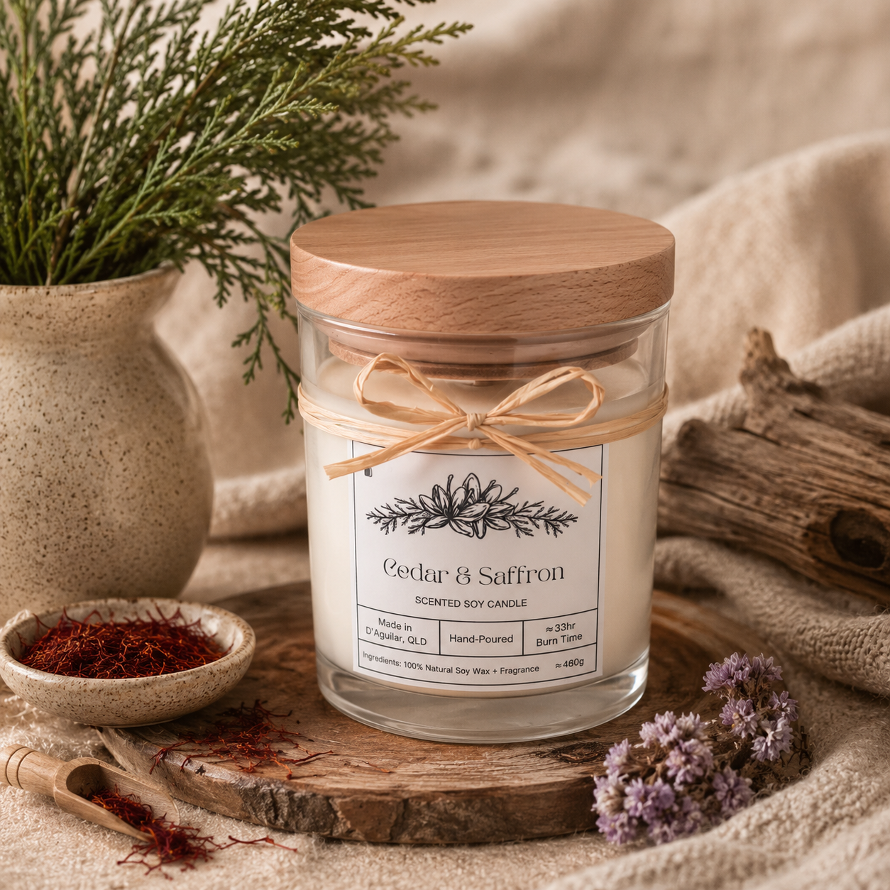 Cedar & Saffron - Scented Soy Candle