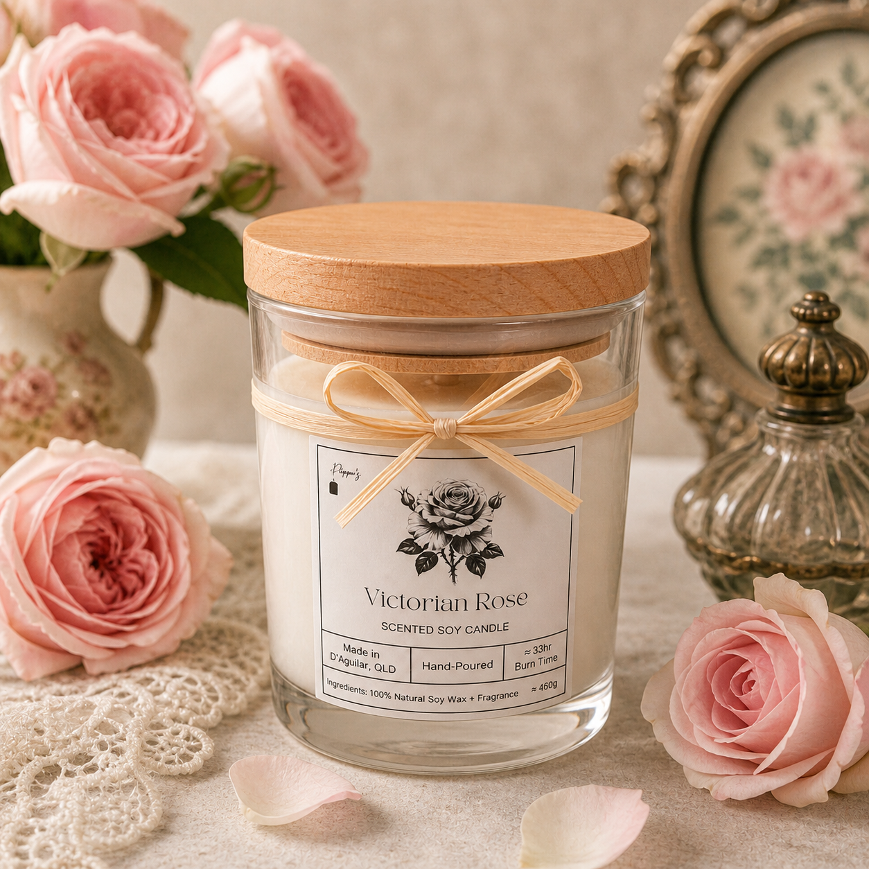 Victorian Rose - Scented Soy Candle - Medium