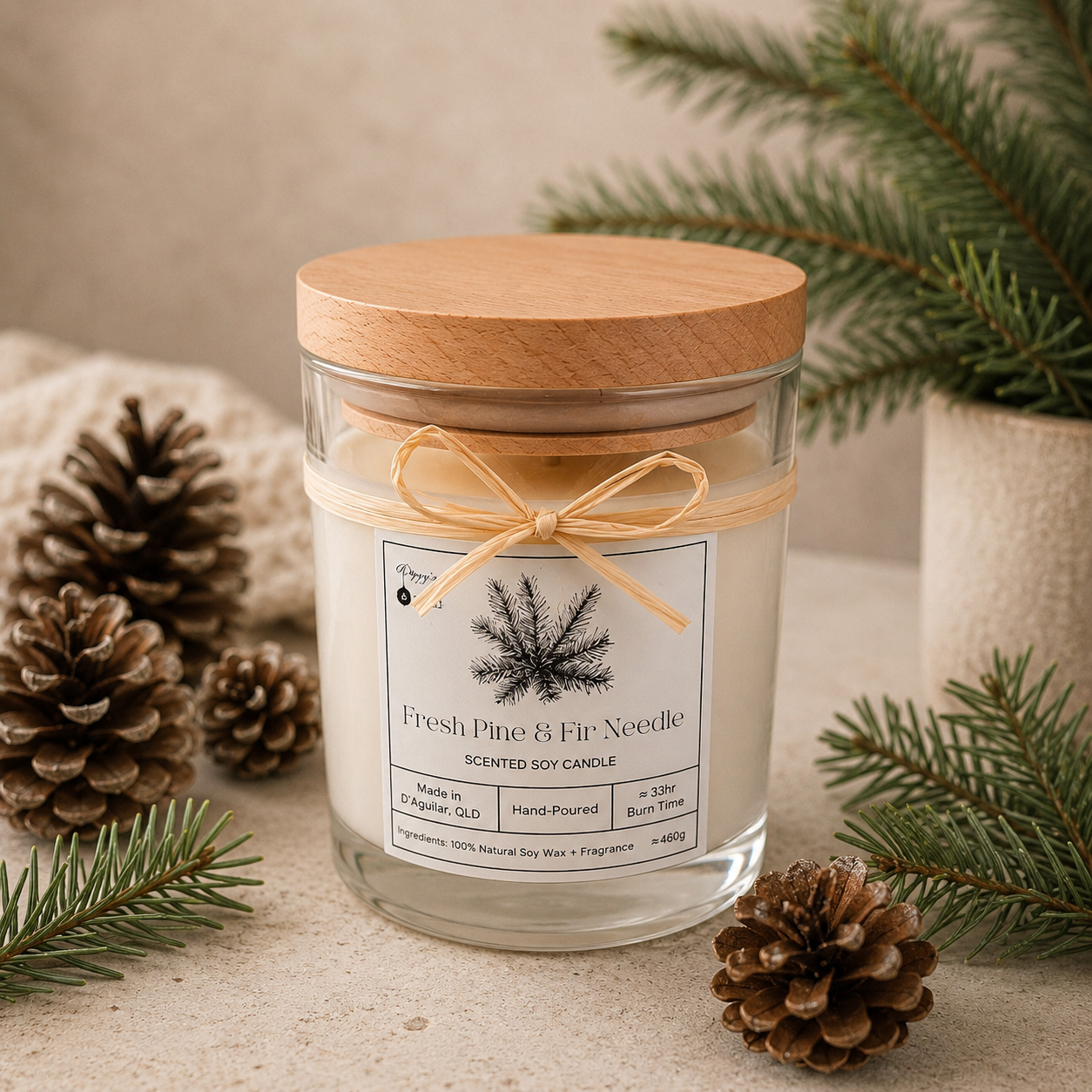 Fresh Pine & Fir Needle - Scented Soy Candle - Medium