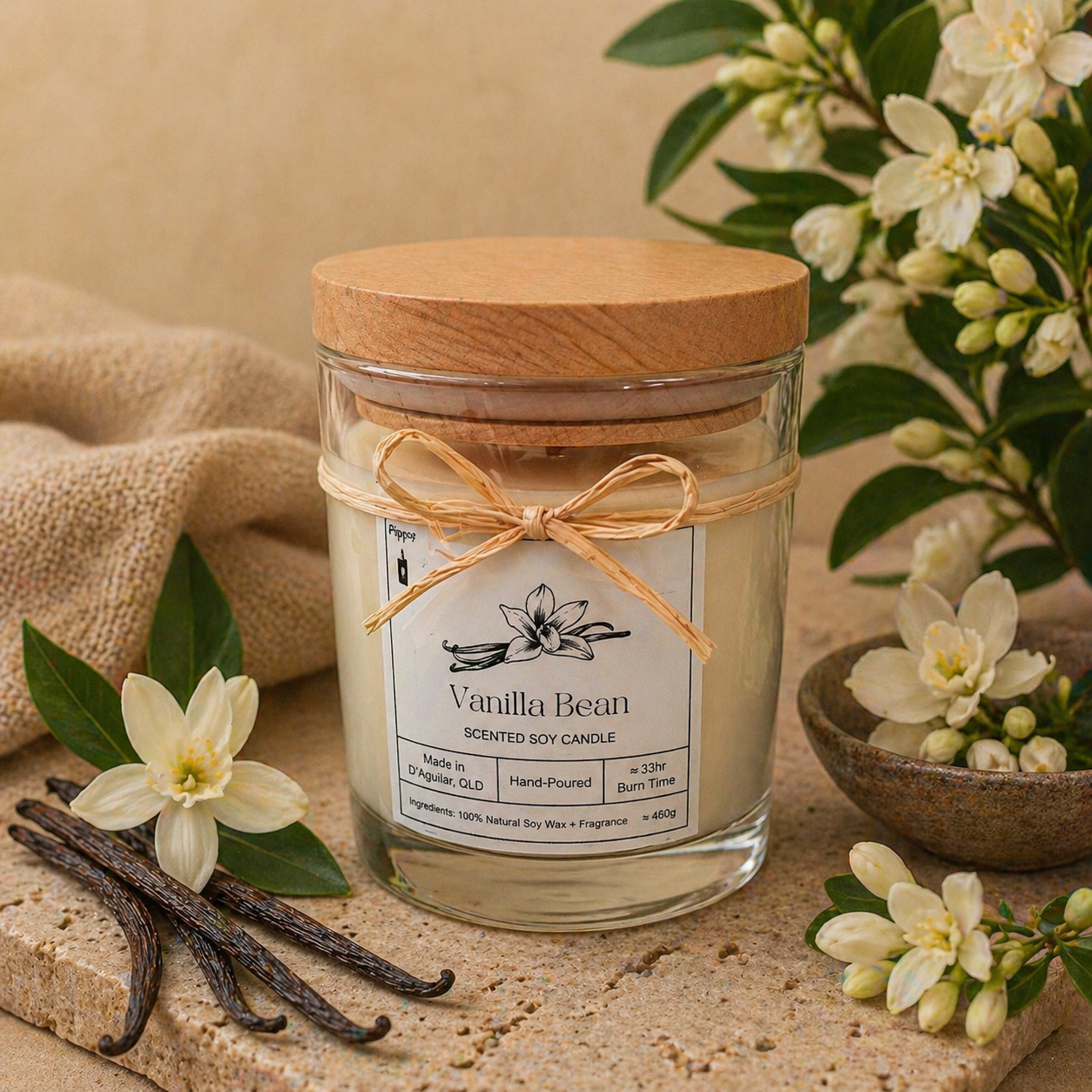 Vanilla Bean - Scented Soy Candle - Medium