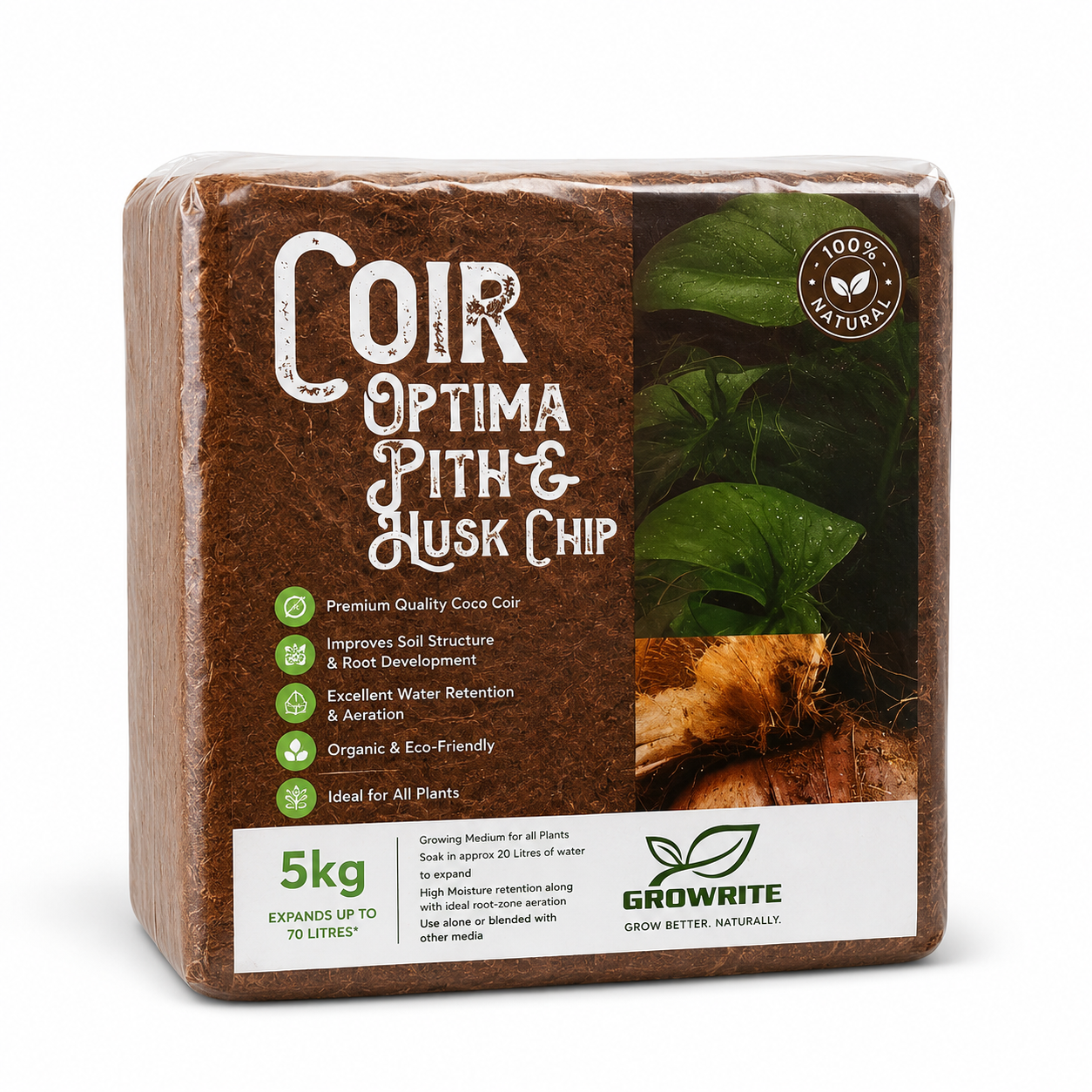 Coco Coir Optima Pith & Husk Chip Block - 5kg