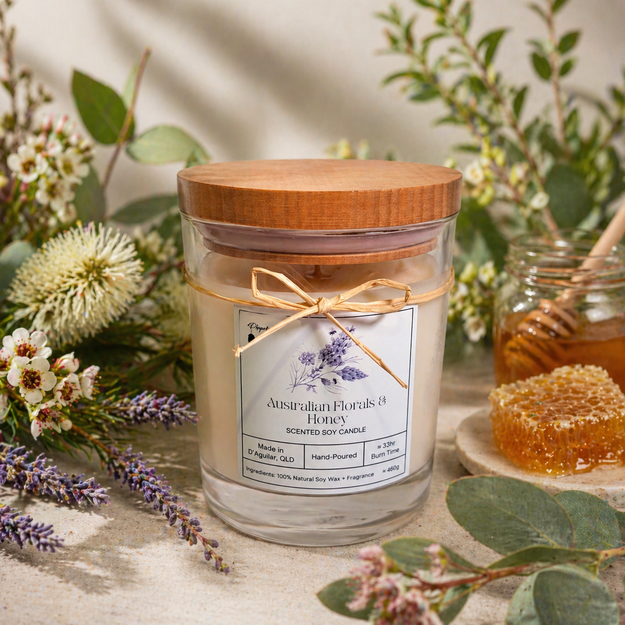 Australian Florals & Honey - Scented Soy Candle - Medium